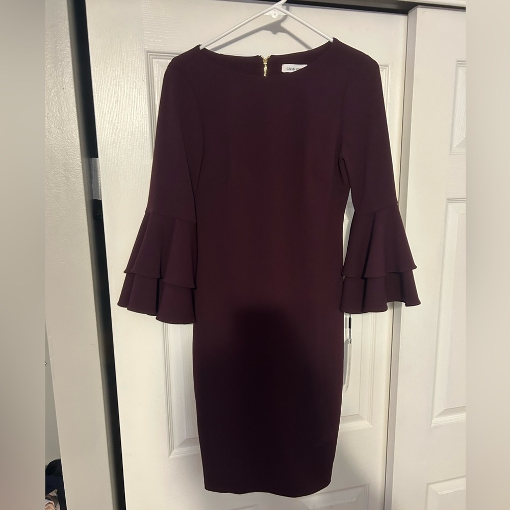Calvin Klein Deep Purple Long Sleeve Dress